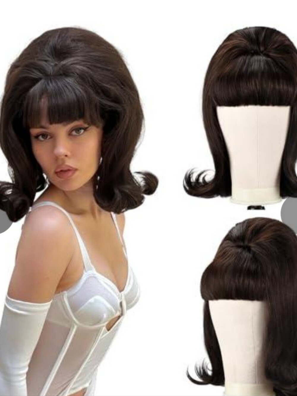 Bouffant 1960s Brown Brunette Wig With Bangs NIB